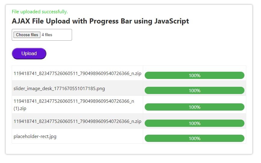Upload Multiple Files with Progress Bar using Ajax and PHP