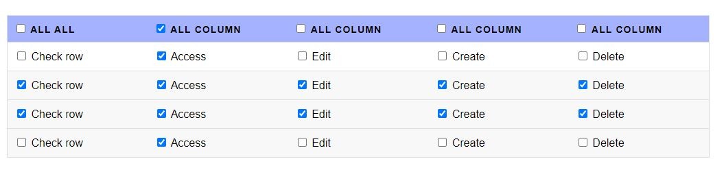 Select All Checkboxes, Row wise or Column wise using jquery